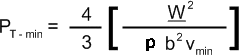 
P_T-min = 4/3 [ W^2 / (b^2 ρ v_min)]