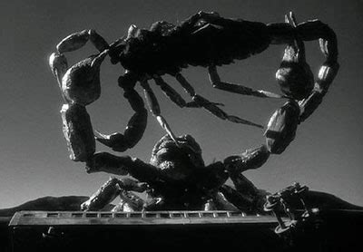 Giant scorpions shown in old science fiction movie